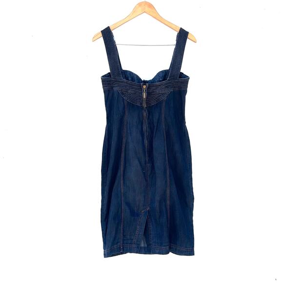 Vintage Roberto Cavalli Y2K 2000s Denim Jean Bustier Mini Dress 44 Size 8 - Picture 8 of 16